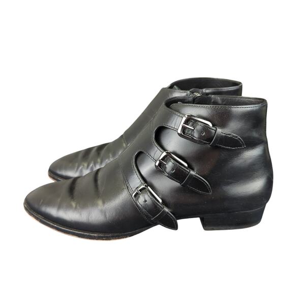 MICHAEL Kors Prudence Ankle Boots Booties Monk Strap Black Leather Women 9.5‎ - Picture 2 of 8